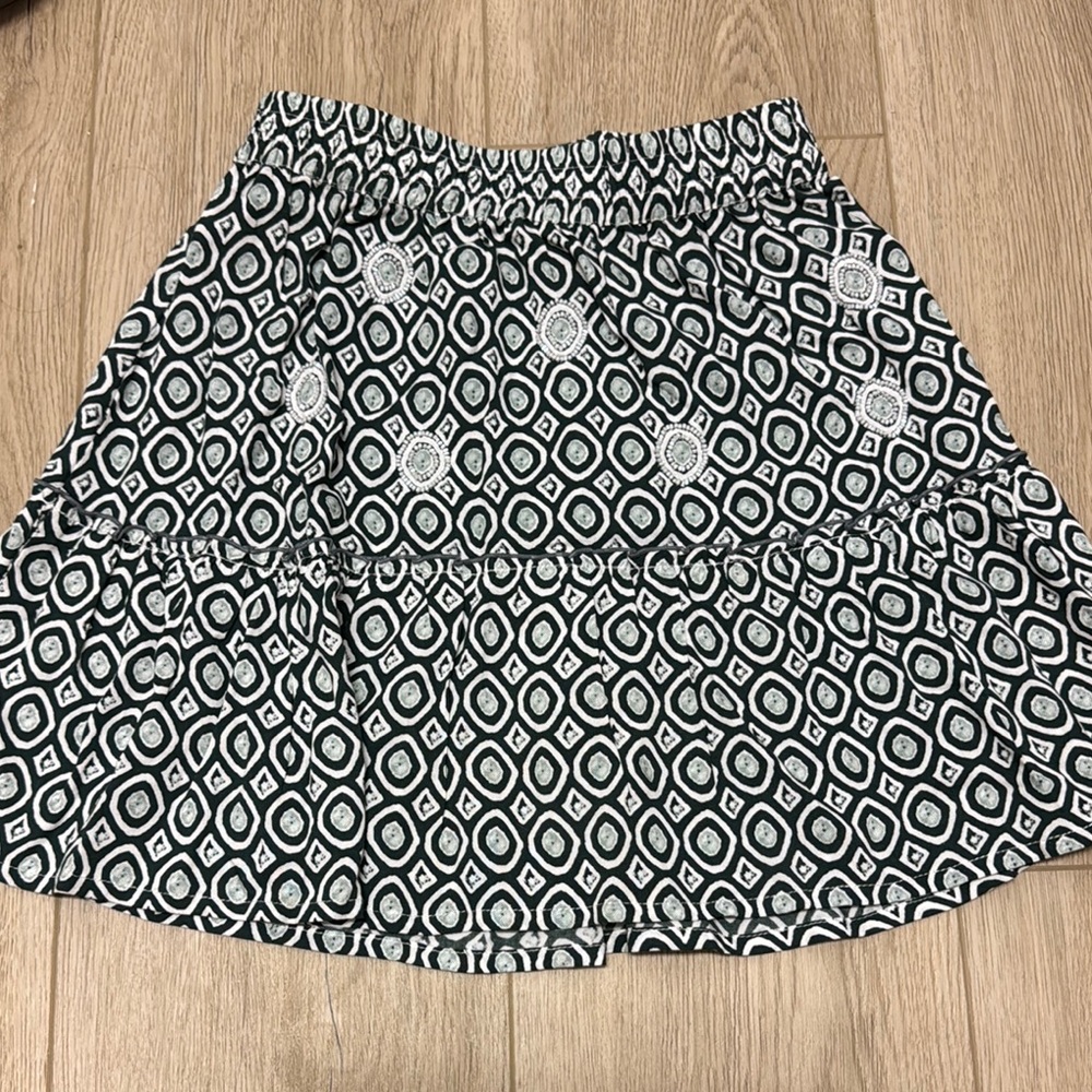 Skemo Black and White Smocked Skater Mini Skirt